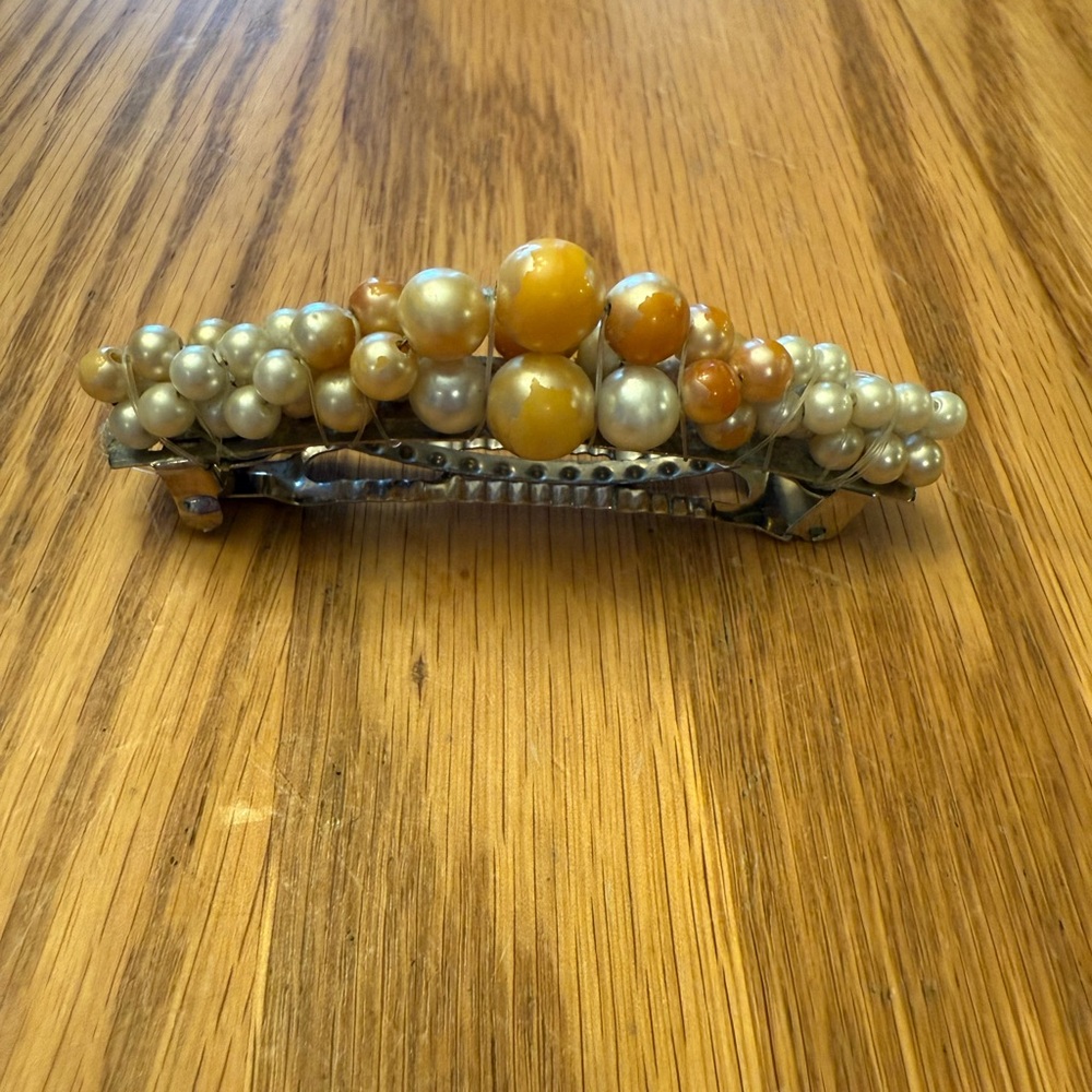 Elegant Vintage Faux Pearl and Bead Hair Clip